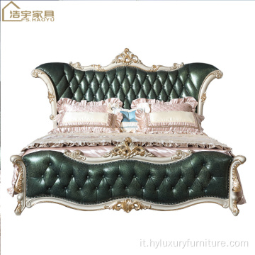 set di mobili da camera da letto europei in oro reale di lusso
